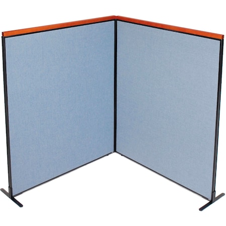 Interion By Global Industrial Interion Deluxe Freestanding 2-Panel Corner Room Divider, 60-1/4inW x 73-1/2inH, Blue 695158BL